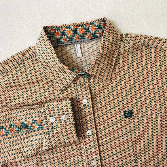 Cinch Women's Top Size Large Geometric Button Up Western Shirt - Picture 1 of 7